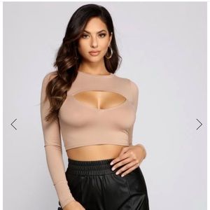 Long Sleeve Cut Out Crop Top